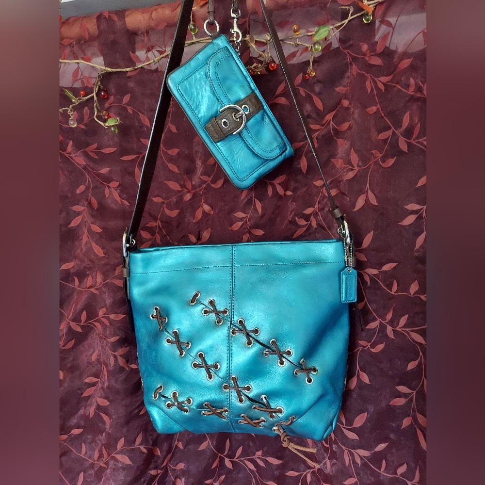 Coach leather stitch duffle set
